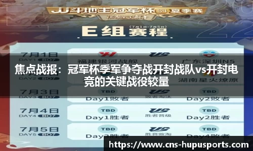 焦点战报：冠军杯季军争夺战开封战队vs开封电竞的关键战役较量
